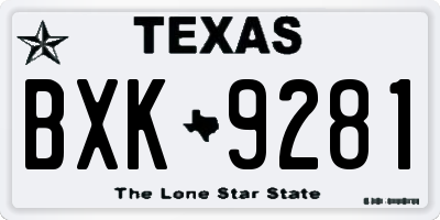TX license plate BXK9281