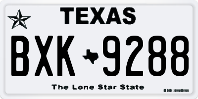 TX license plate BXK9288