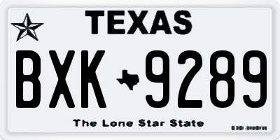 TX license plate BXK9289