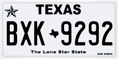TX license plate BXK9292
