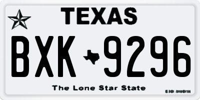 TX license plate BXK9296