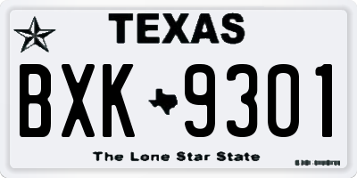 TX license plate BXK9301