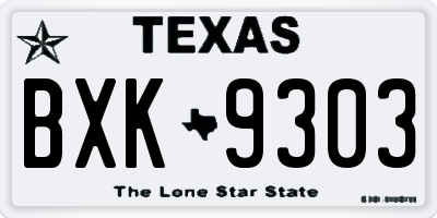 TX license plate BXK9303