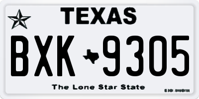 TX license plate BXK9305