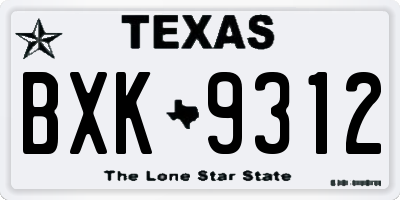 TX license plate BXK9312