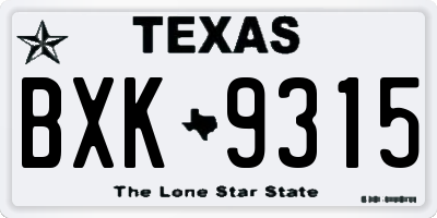 TX license plate BXK9315
