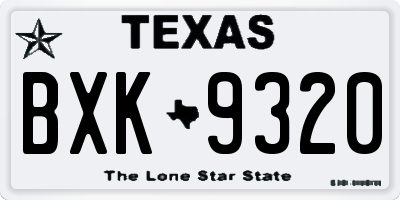 TX license plate BXK9320