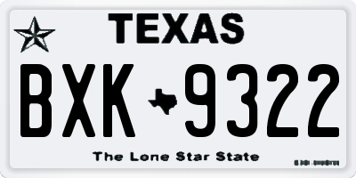 TX license plate BXK9322