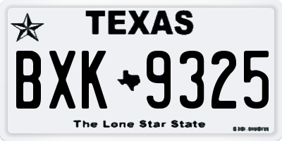 TX license plate BXK9325