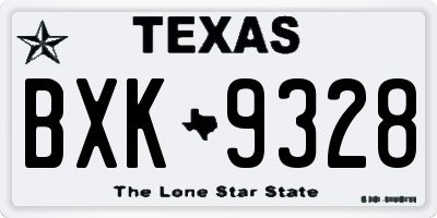 TX license plate BXK9328