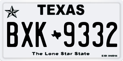TX license plate BXK9332