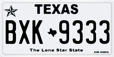 TX license plate BXK9333