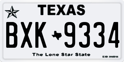 TX license plate BXK9334