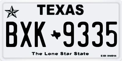 TX license plate BXK9335
