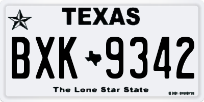 TX license plate BXK9342