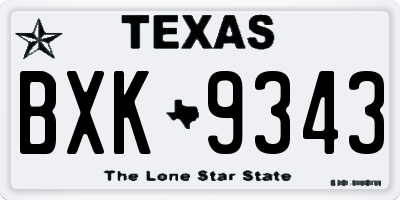 TX license plate BXK9343