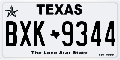 TX license plate BXK9344