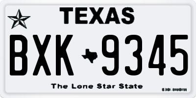 TX license plate BXK9345