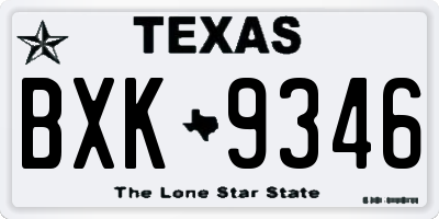 TX license plate BXK9346