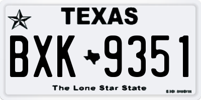 TX license plate BXK9351