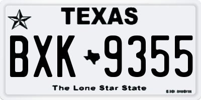 TX license plate BXK9355