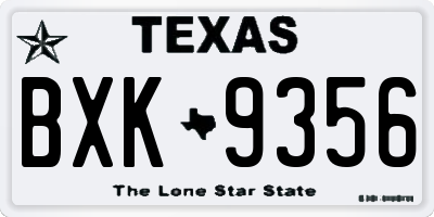 TX license plate BXK9356