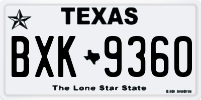 TX license plate BXK9360