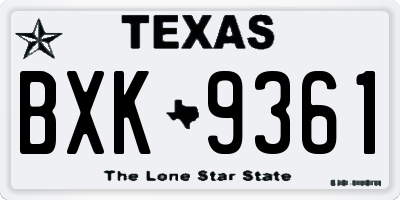TX license plate BXK9361