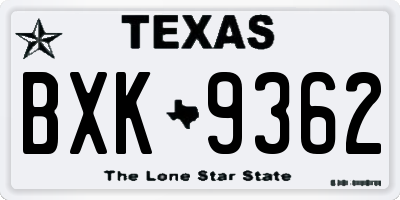 TX license plate BXK9362