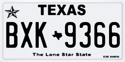 TX license plate BXK9366