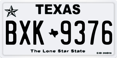TX license plate BXK9376
