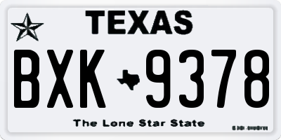 TX license plate BXK9378