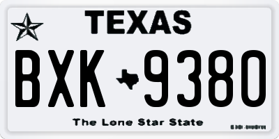 TX license plate BXK9380
