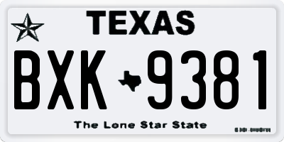 TX license plate BXK9381