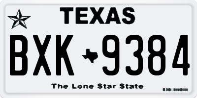 TX license plate BXK9384