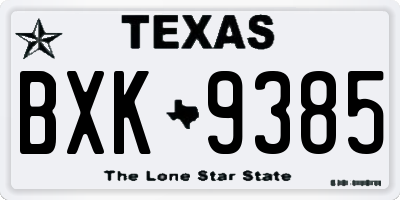 TX license plate BXK9385
