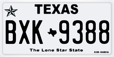 TX license plate BXK9388