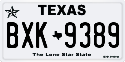 TX license plate BXK9389