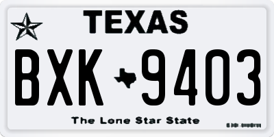 TX license plate BXK9403