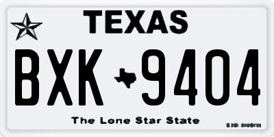 TX license plate BXK9404
