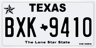 TX license plate BXK9410