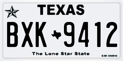 TX license plate BXK9412
