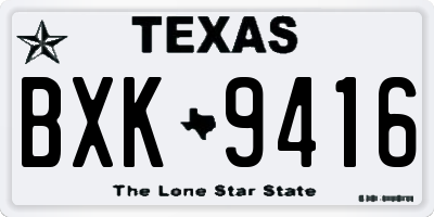 TX license plate BXK9416