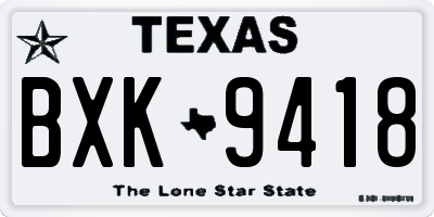 TX license plate BXK9418