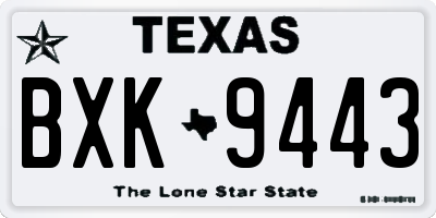 TX license plate BXK9443