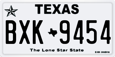 TX license plate BXK9454
