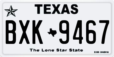 TX license plate BXK9467