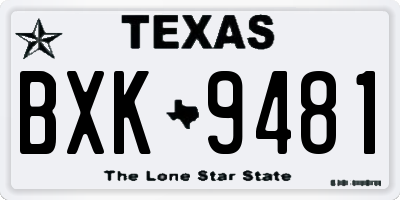 TX license plate BXK9481