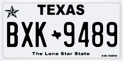 TX license plate BXK9489