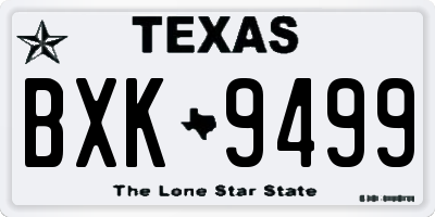 TX license plate BXK9499